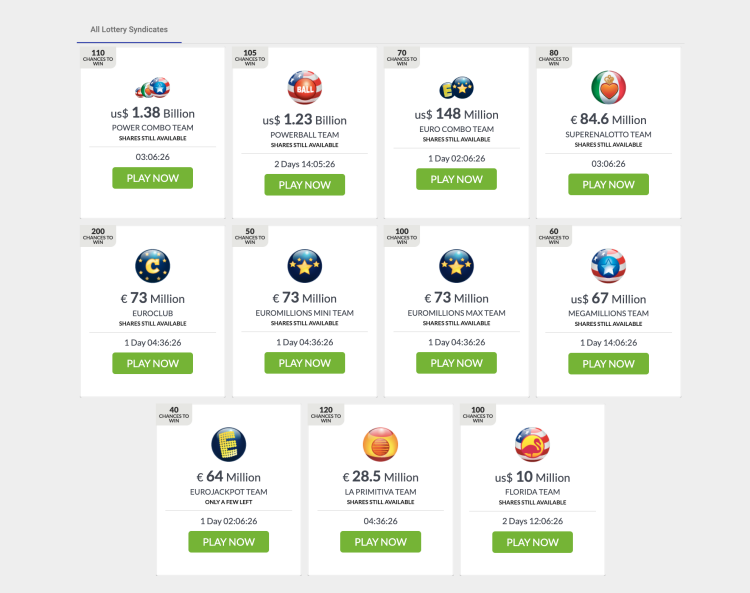 Lottery syndicates available at Wintrillions.com