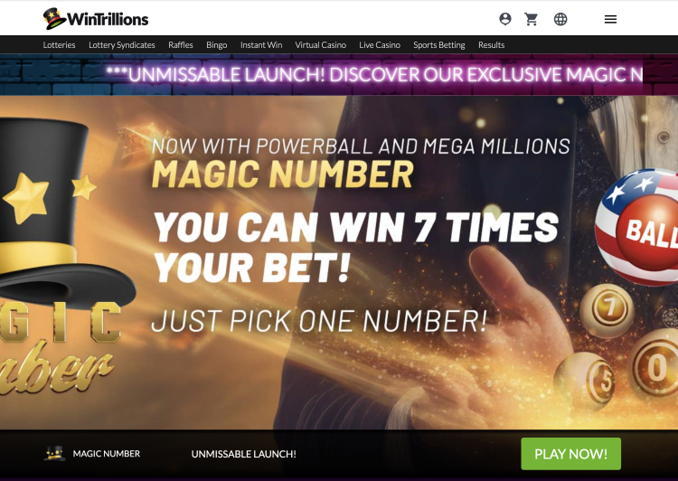 The main page of Wintrillions.com