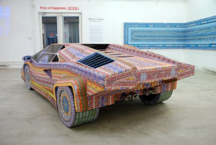 Dream Car made of used lottery tickets