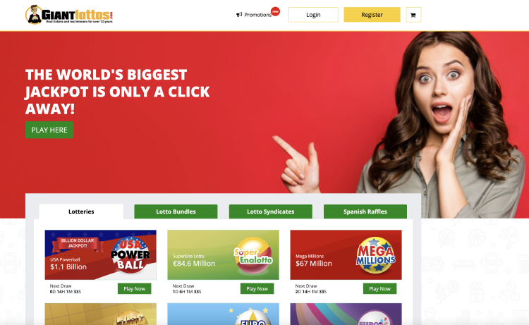 The main page of GiantLottos.com
