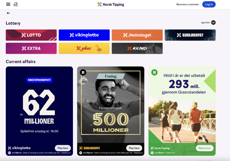 The Home Page of Norsk Tipping