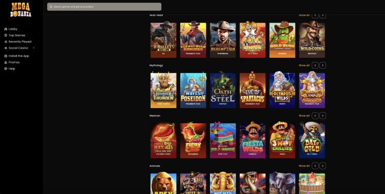 Games Offered by MegaBonanza Casino