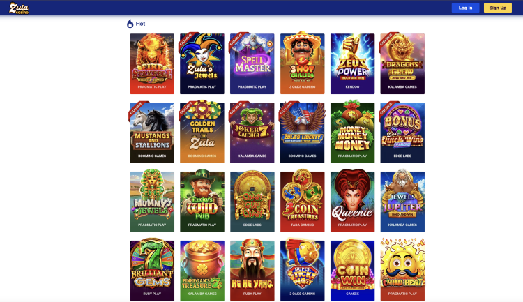 Games Offered by Zula Casino